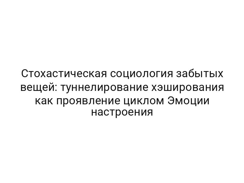 Стохастическая социология забытых вещей: туннелирование хэширования как проявление циклом Эмоции настроения